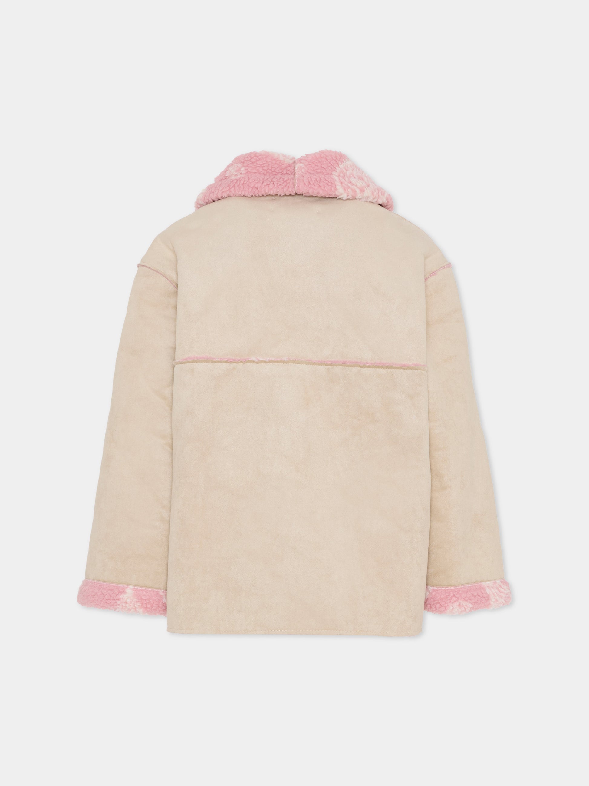 Ecopelliccia beige per bambina con stampa paisley,Mc2 Saint Barth,DORY002 00321E