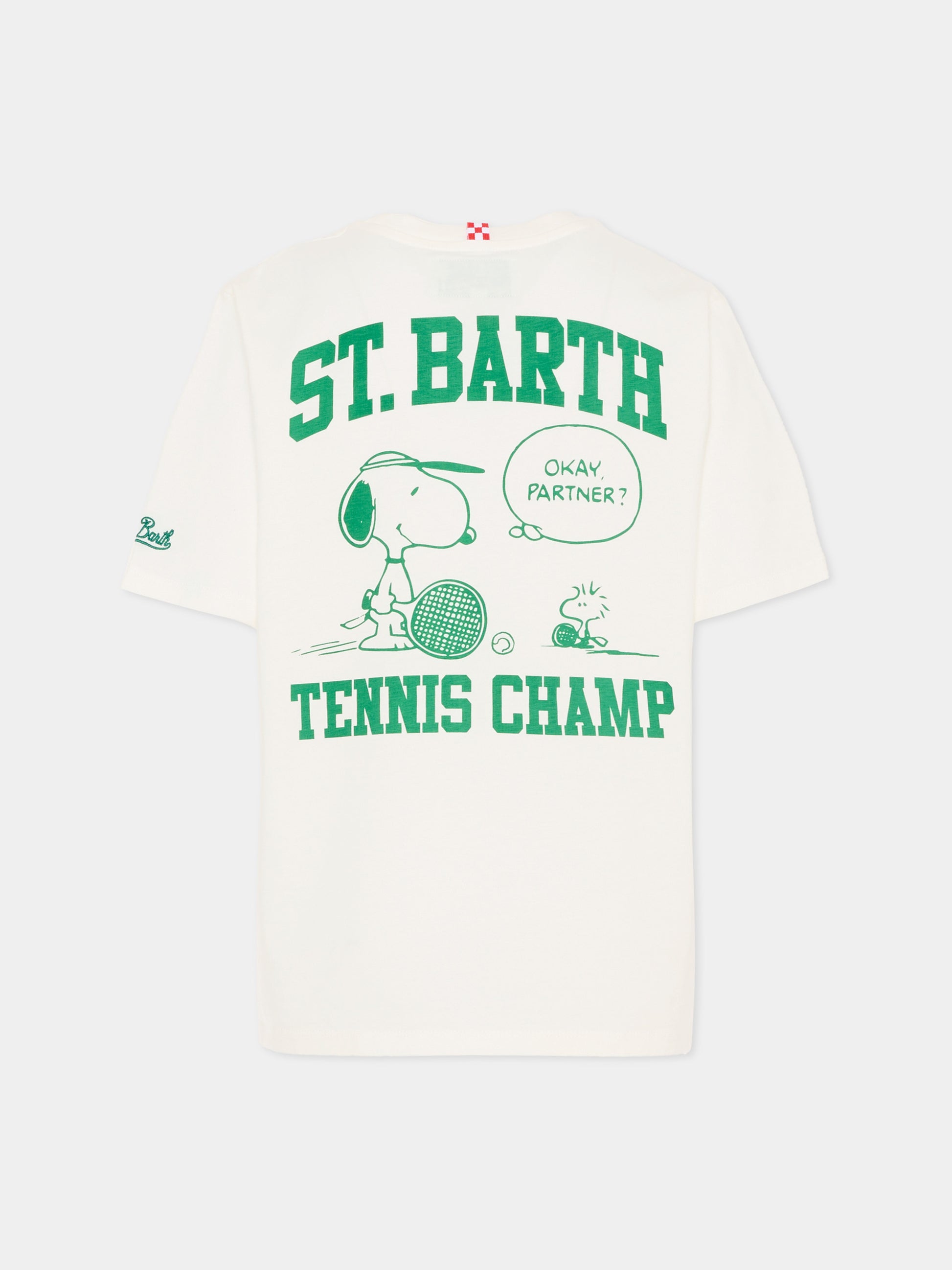 T-shirt avorio per bambino con Snoopy tennista,Mc2 Saint Barth,CAM0001 00627I