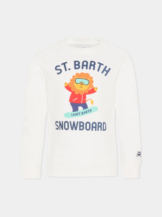 T-shirt avorio per bambino con leone,Mc2 Saint Barth,LUT0003 02334G