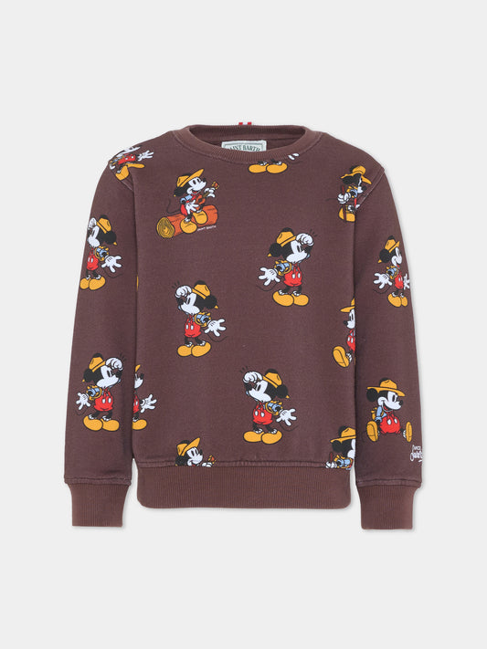 Felpa marrone per bambino con Topolino,Mc2 Saint Barth,HUT0003 00083G