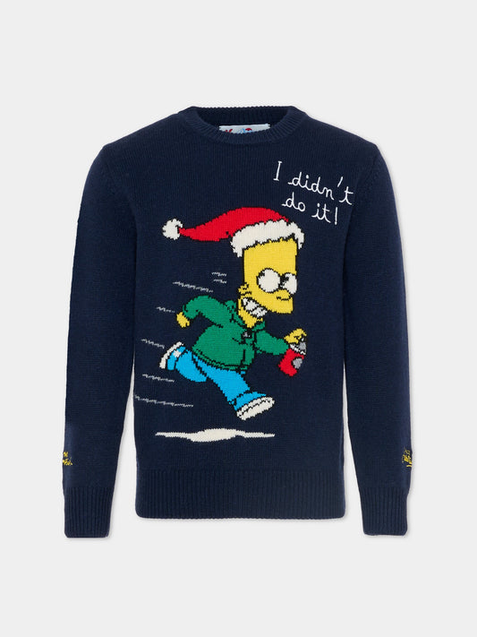 Maglione blu per bambino con Bart,Mc2 Saint Barth,DOU0001 09759E