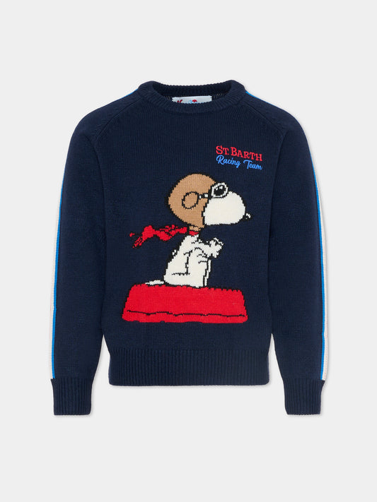 Maglione blu per bambino con Snoopy,Mc2 Saint Barth,DOU0016 00082I