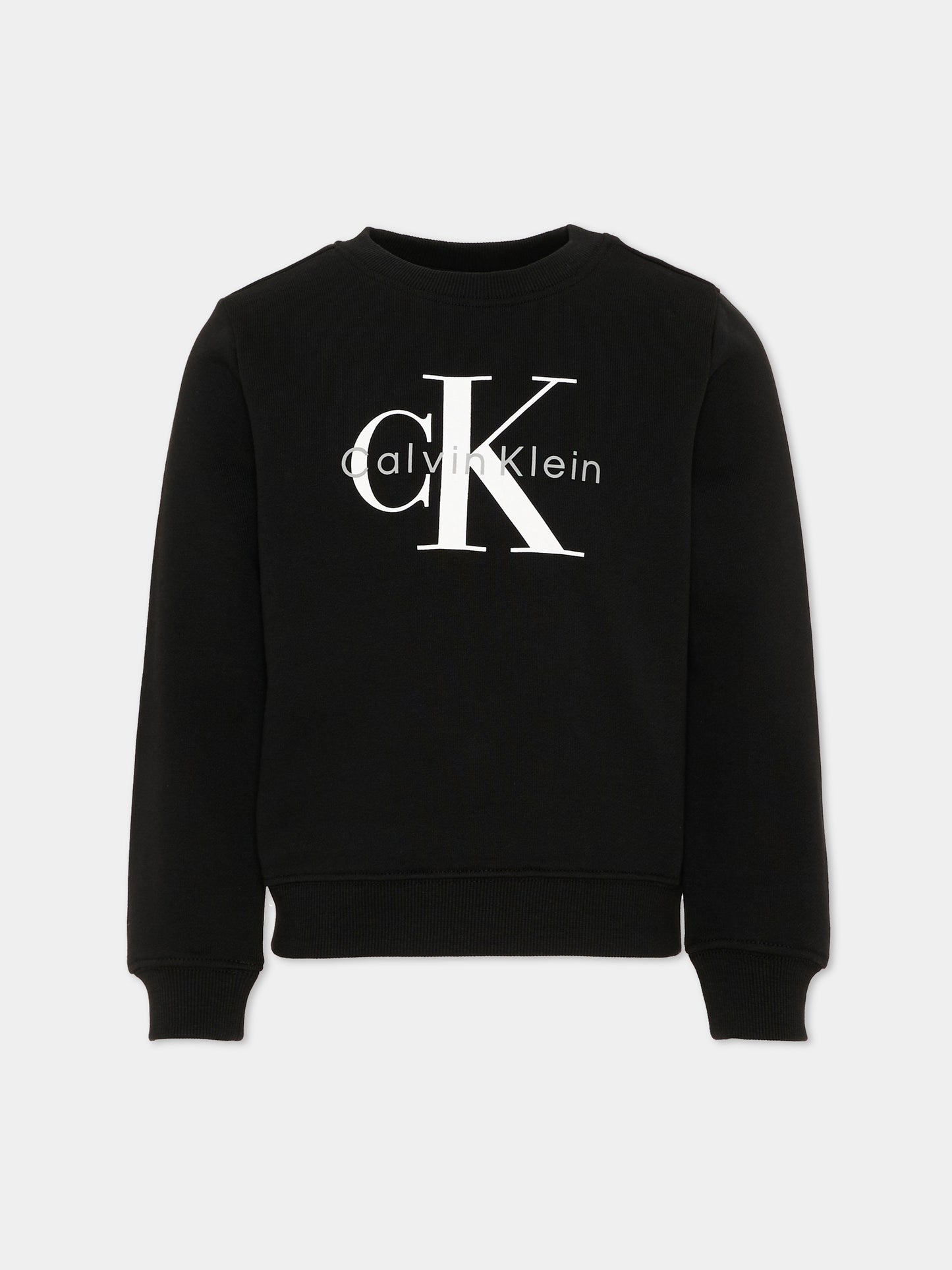 Felpa nera per bambini con logo,Calvin Klein Kids,LV1CKTJB07 BEH