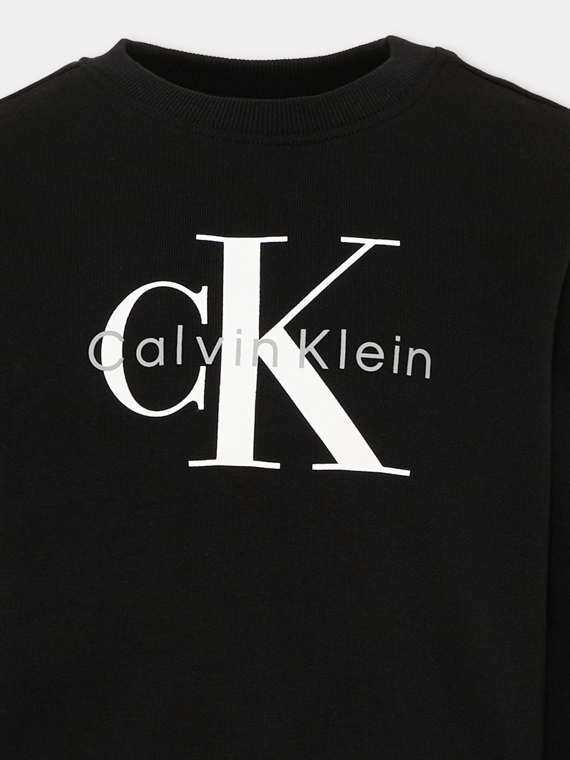 Felpa nera per bambini con logo,Calvin Klein Kids,LV1CKTJB07 BEH