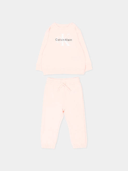 Completo sportivo rosa per neonata con logo,Calvin Klein Kids,LV1CKTJI13 T0R