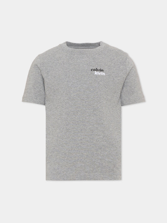 T-Shirt grigia per bambino con logo,Calvin Klein Kids,LVCKTJA39B P7D