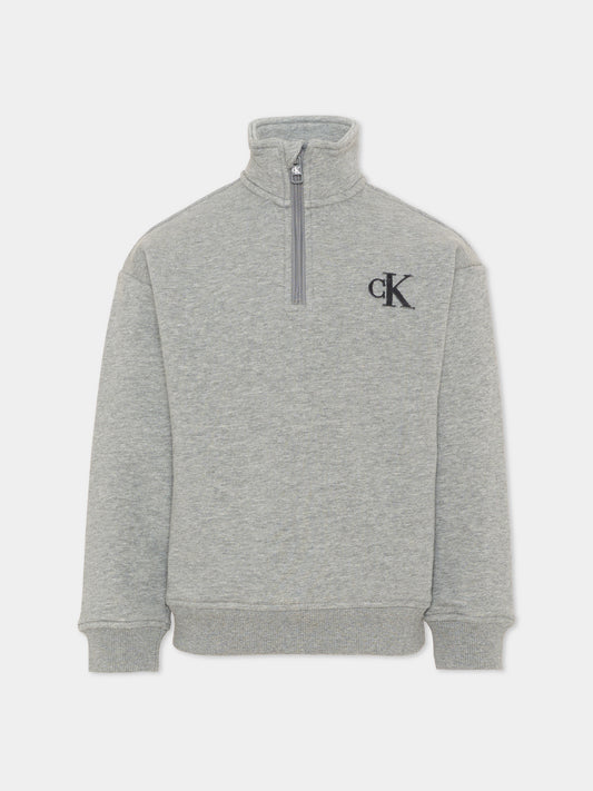 Felpa grigia per bambino con logo,Calvin Klein Kids,LVCKTJB47B P7D