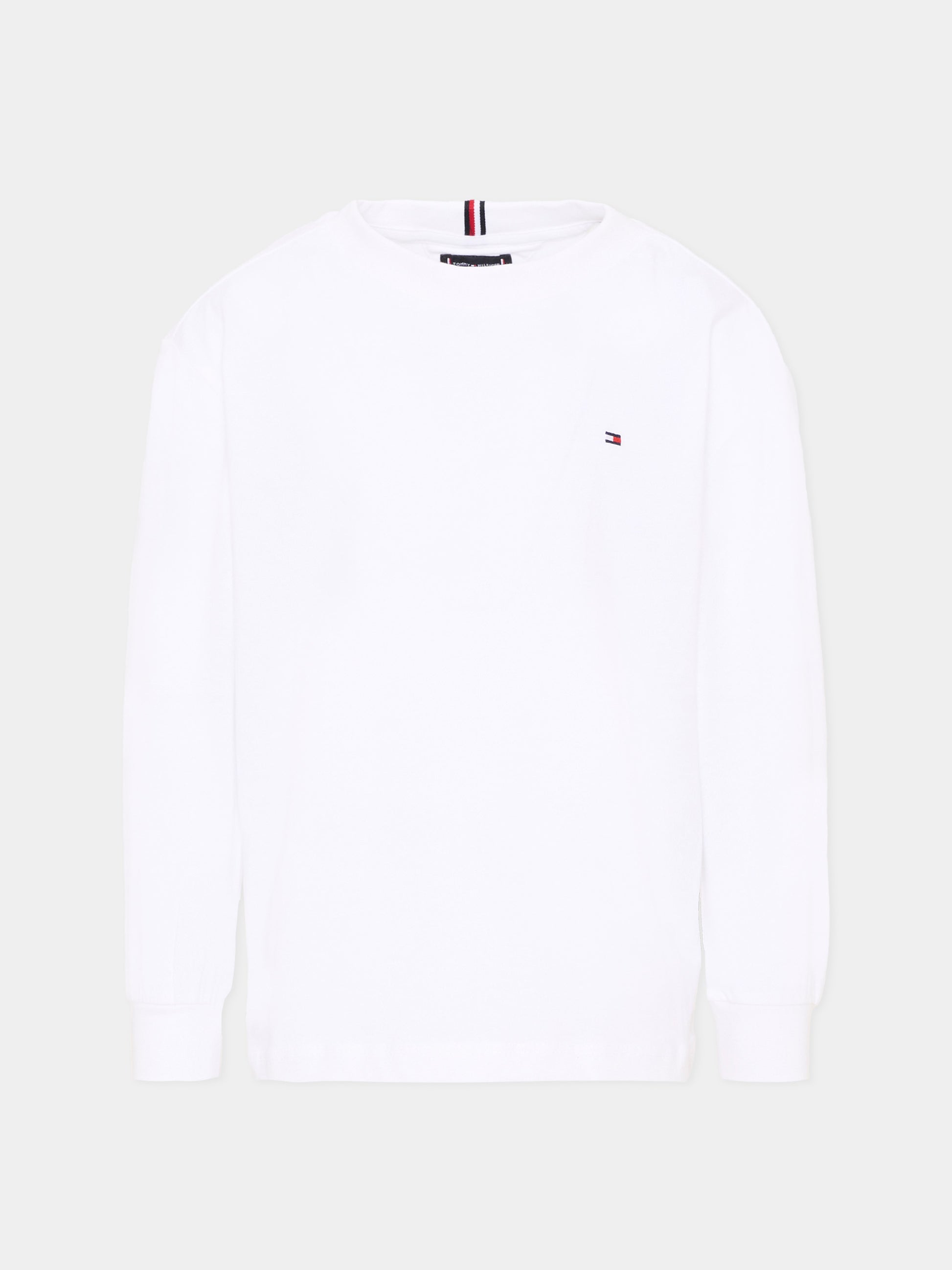 T-Shirt bianca per bambini con Tommy flag,Tommy Hilfiger Junior,KB0KB09846 YBR