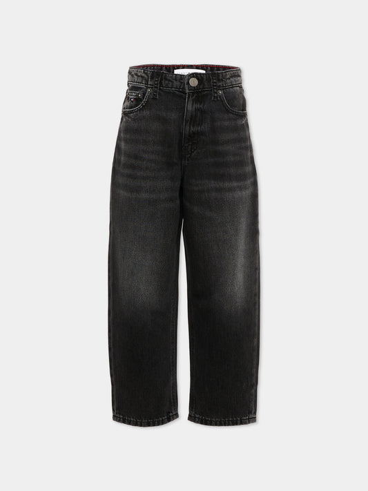Jeans nero per bambino con patch logo,Tommy Hilfiger Junior,KB0KB10461 1BZ