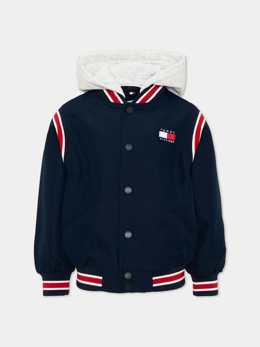 Bomber blu per bambino varsity,Tommy Hilfiger Junior,KB0KB10571 C1G