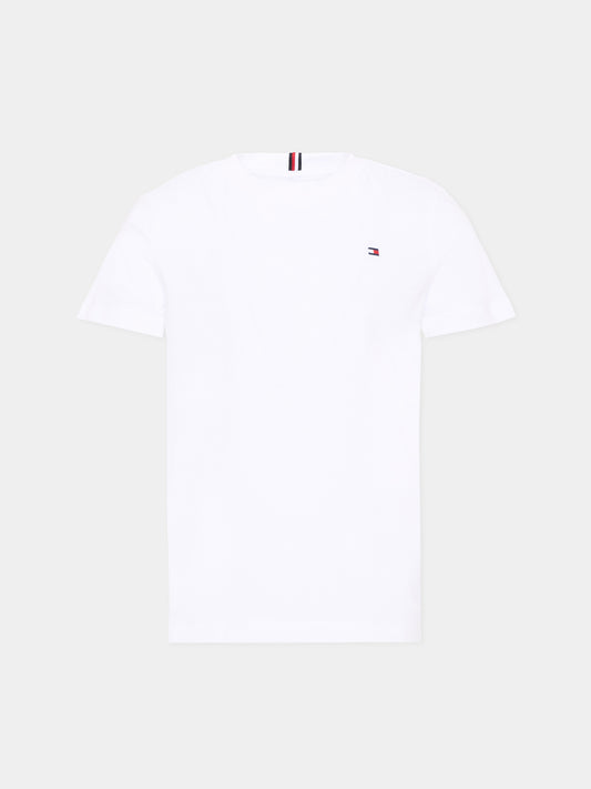 T-shirt bianca per bambino con logo,Tommy Hilfiger Junior,KB0KB10591 YBR