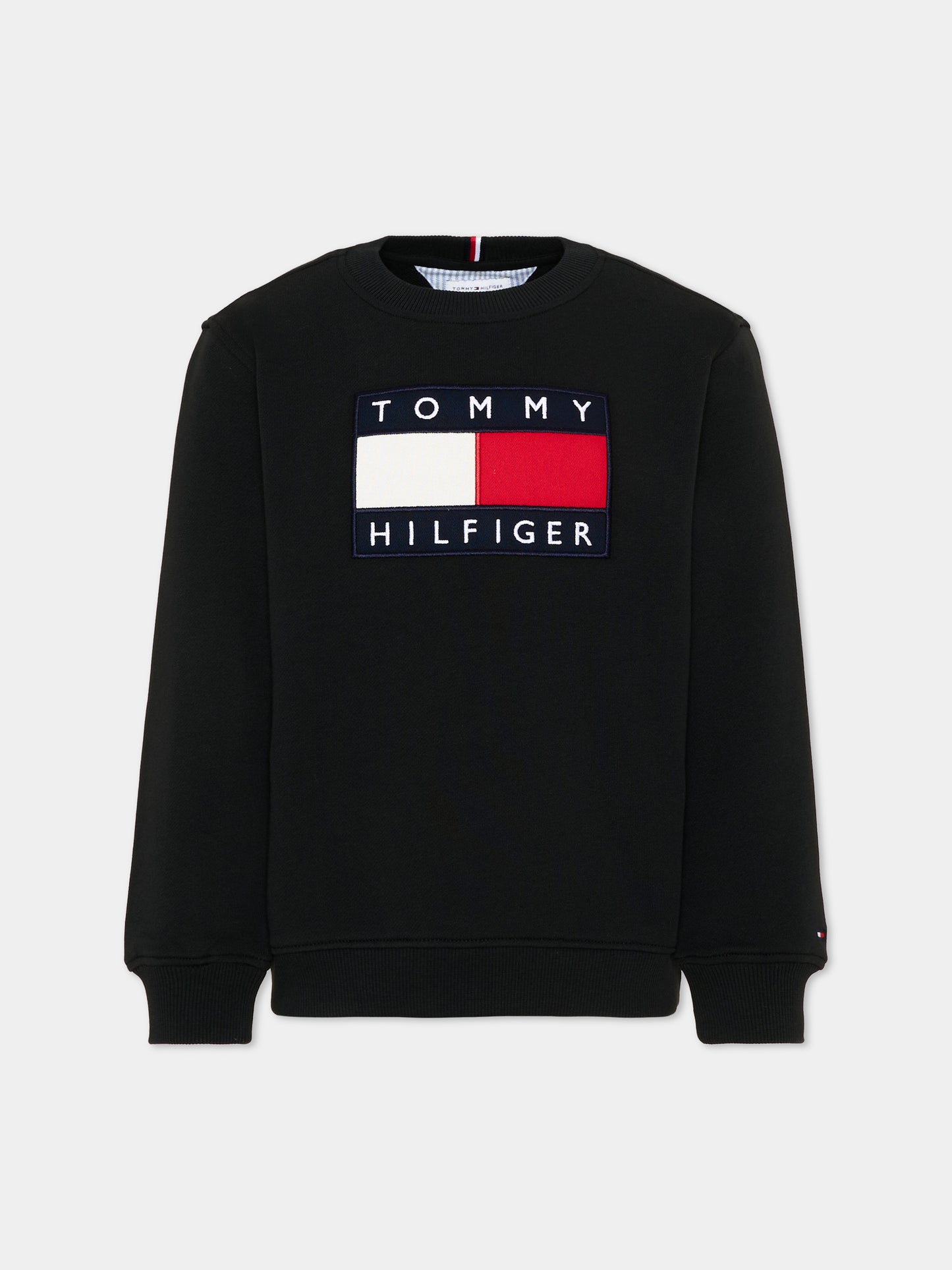 Felpa nera per bambina con logo,Tommy Hilfiger Junior,KS0KS00709 BDS