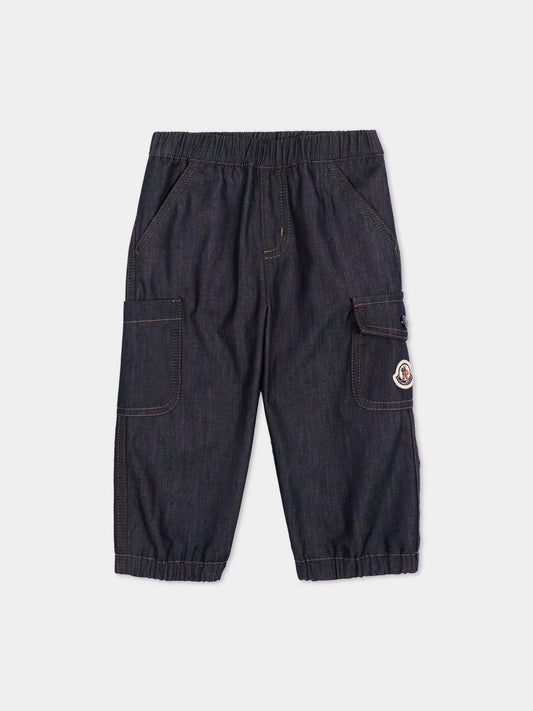 Jeans blu per neonato con logo,Moncler Kids,L2951 2A00002 599LQ 77A