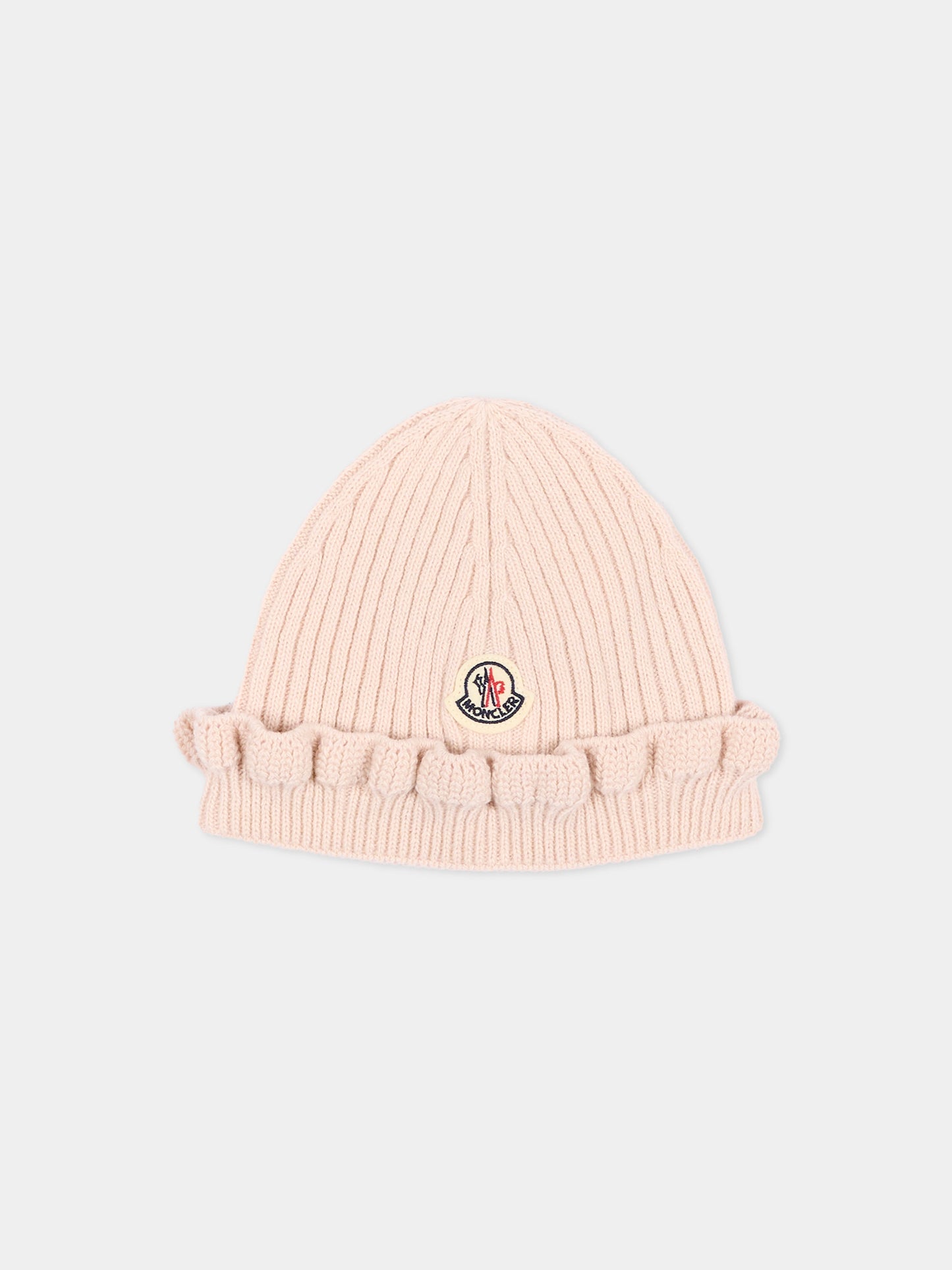 Berretto rosa per neonata con logo,Moncler Kids,L2951 3B00004 M4281 51M