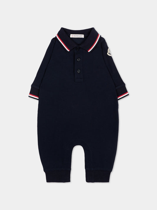 Tutina blu per neonato con logo,Moncler Kids,L2951 8L00006 8496F 778