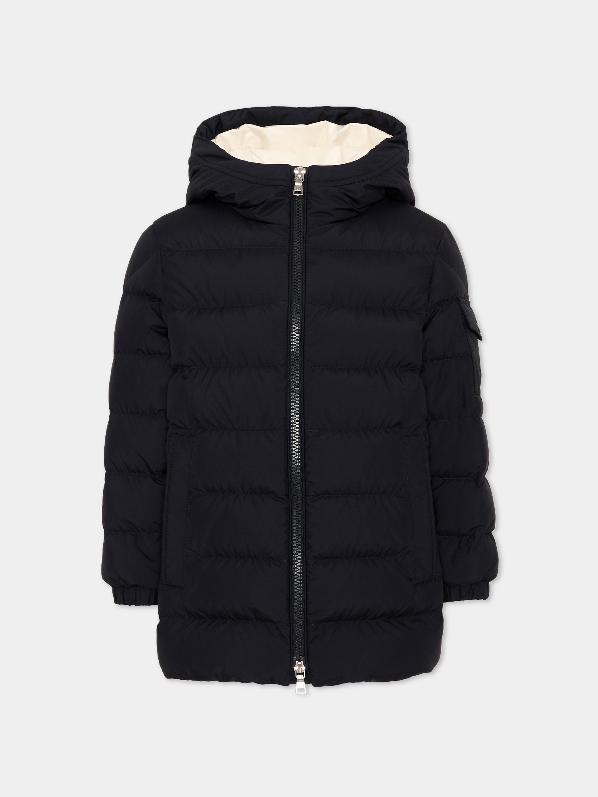 Piumino blu Brannock per bambino con logo,Moncler Kids,L2954 1A00021 597YW 778
