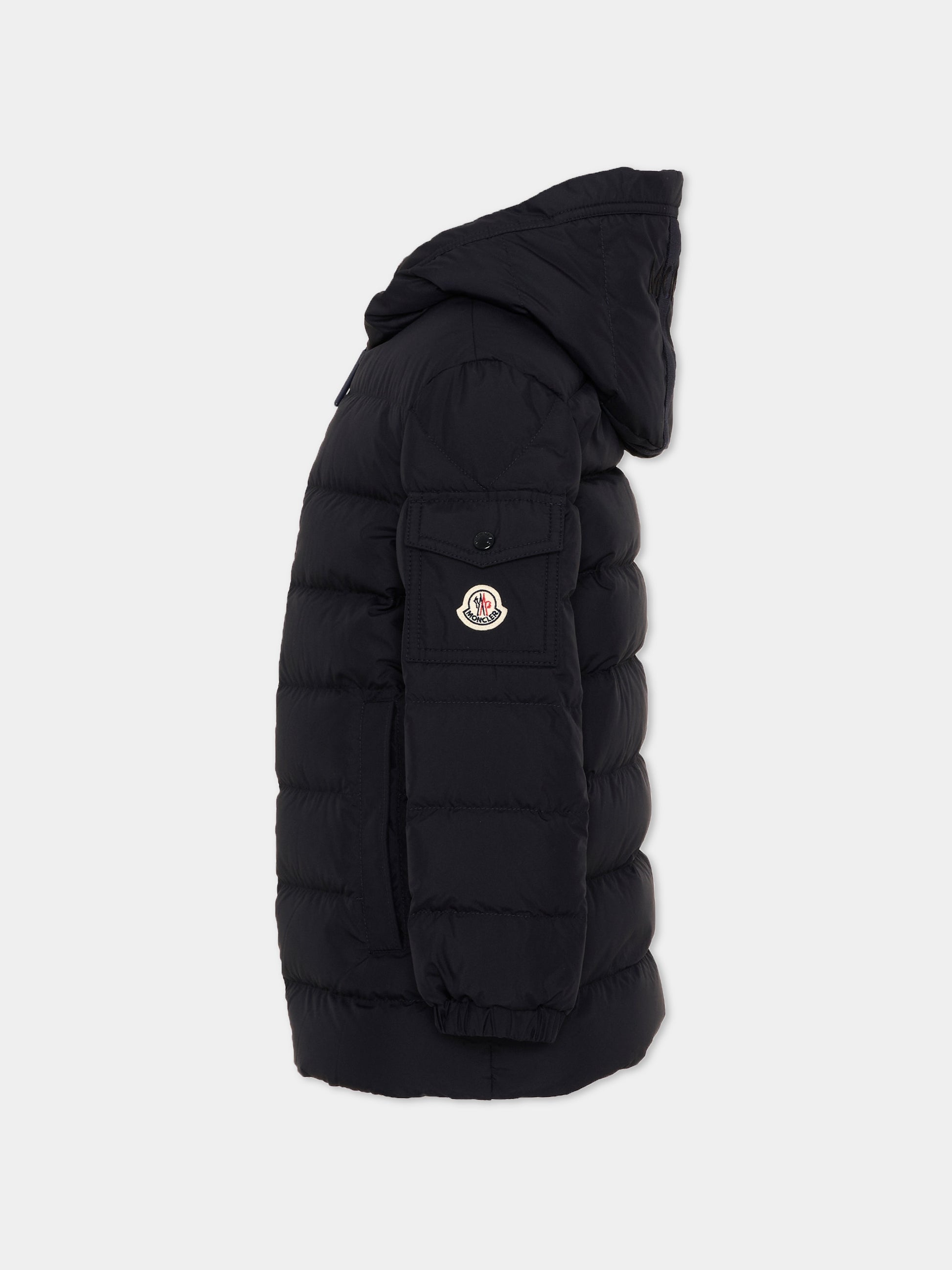 Piumino blu Brannock per bambino con logo,Moncler Kids,L2954 1A00021 597YW 778