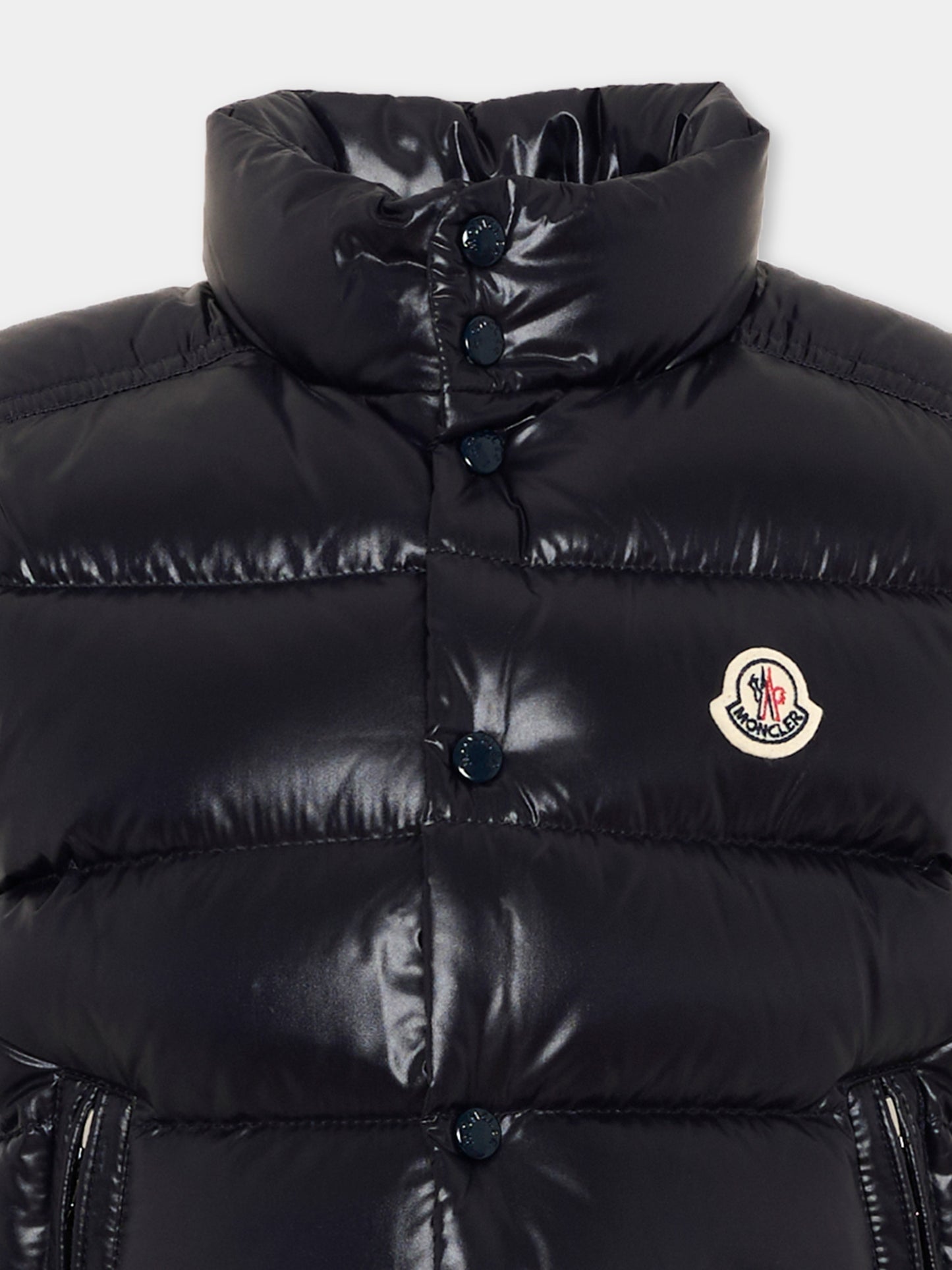 Gilet blu Tib per bambino con logo,Moncler Kids,L2954 1A12620 68950 742