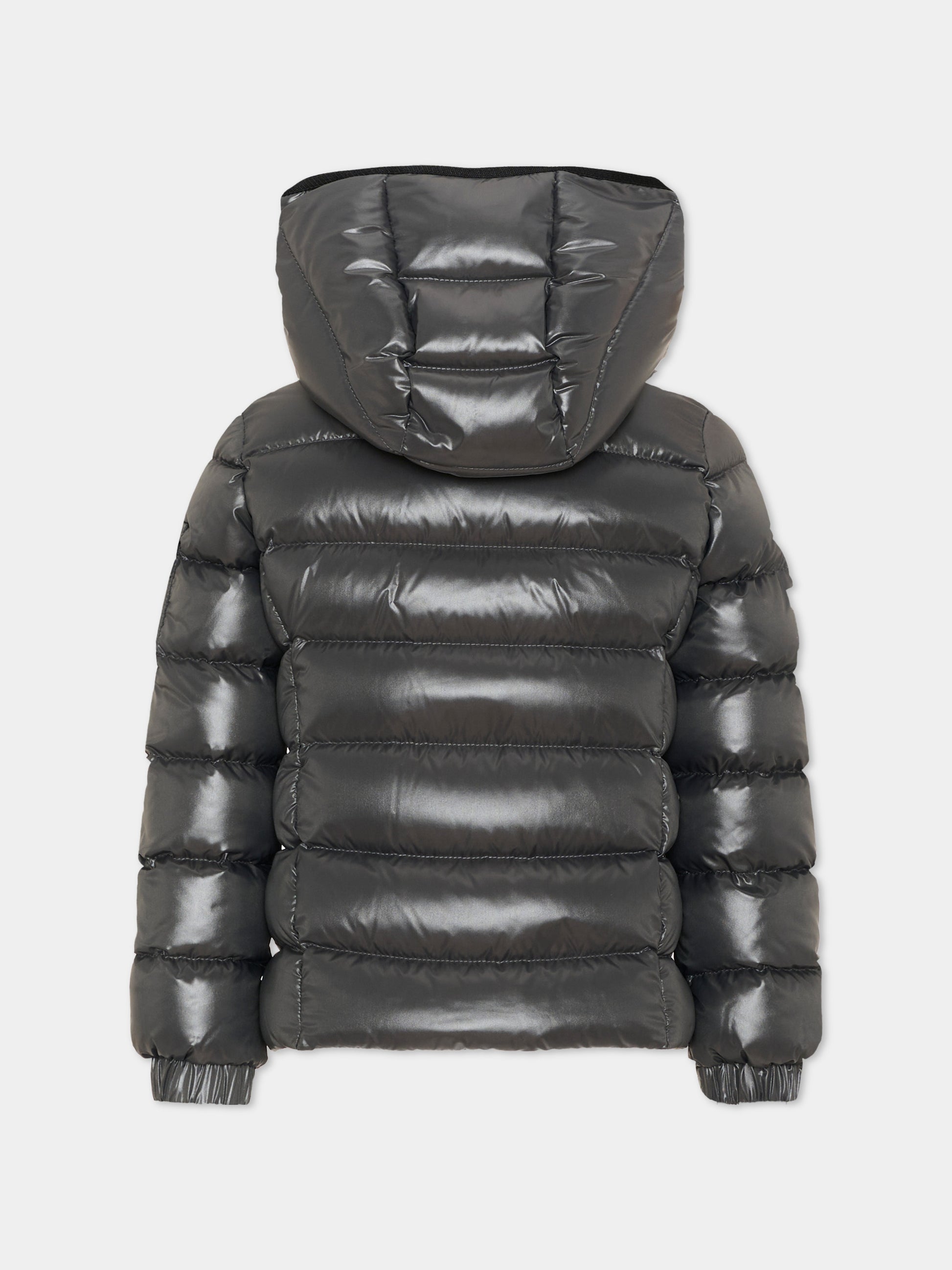 Piumini grigio lucido per bambina,Moncler Kids,L2954 1A52710 68950 92A
