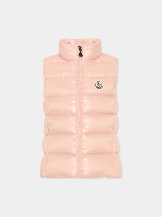 Gilet rosa Ghany per bambina con logo,Moncler Kids,L2954 1A52810 68950 512