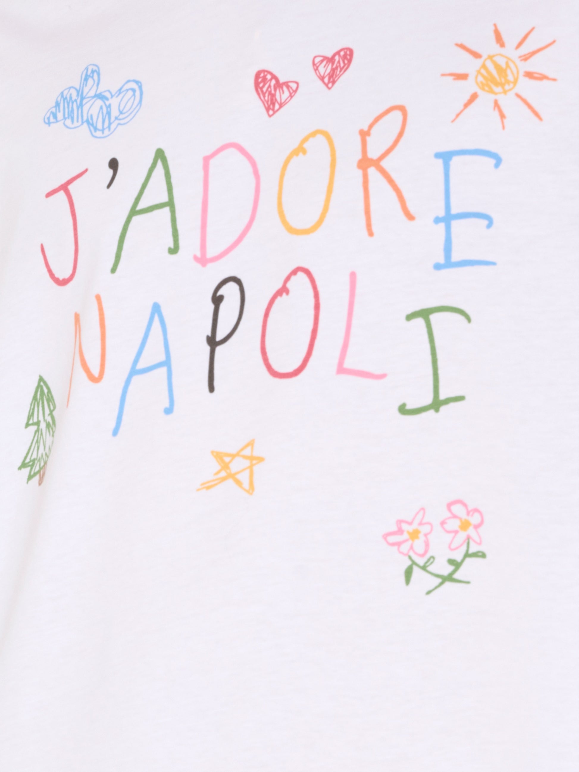 T-shirt bianca per adulti con disegni,J'adore Napoli,J'ADORE NAPOLI SKETCH BOXY LONGSLEEVE ADULT WHITE
