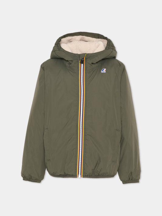 Giubbotto verde Claudine Orsetto per bambini con logo,K-way,K7142TW WMR