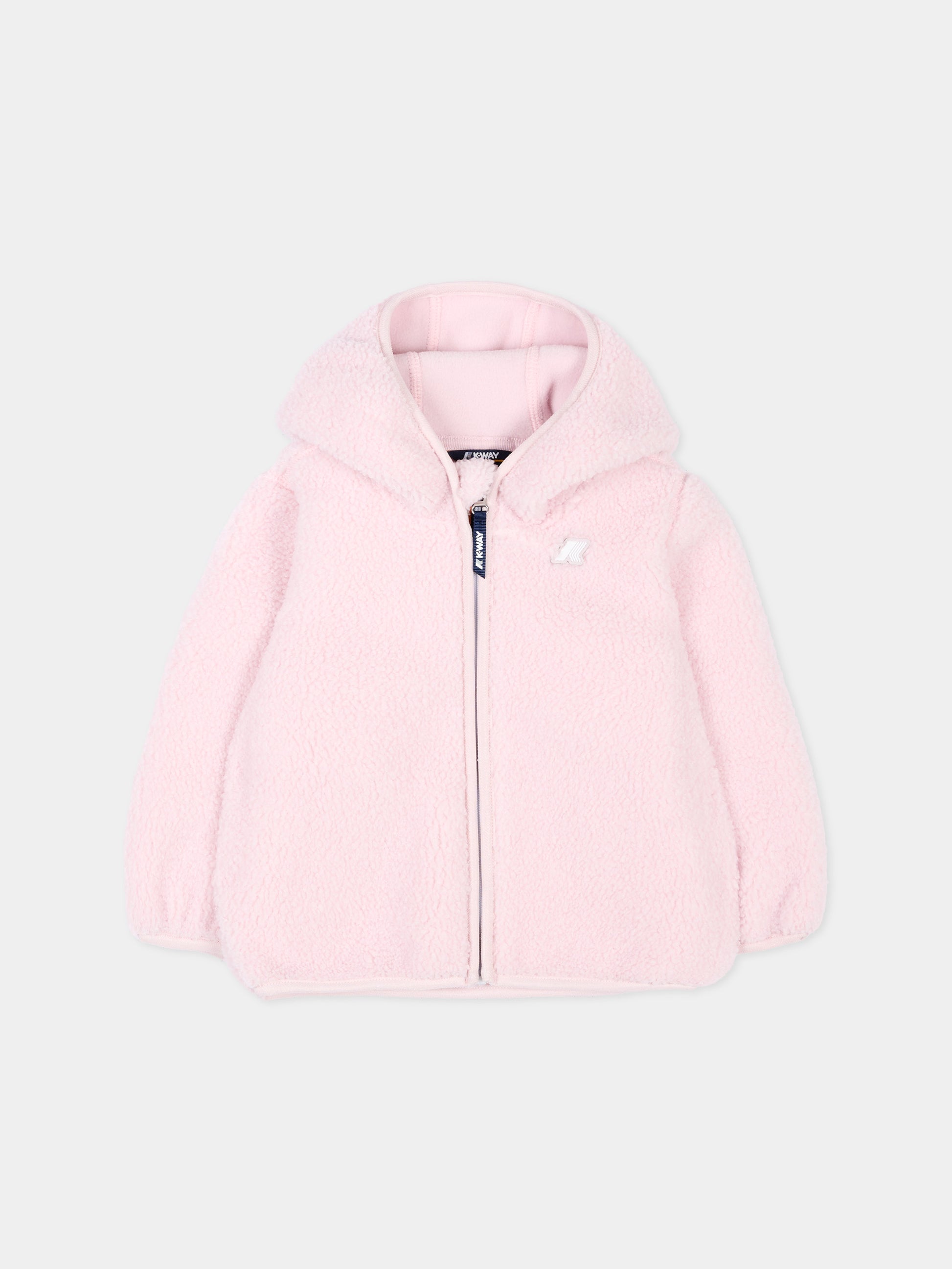 Ecopelliccia rosa Janne Polar per neonata con logo,K-way,K41478W W4U