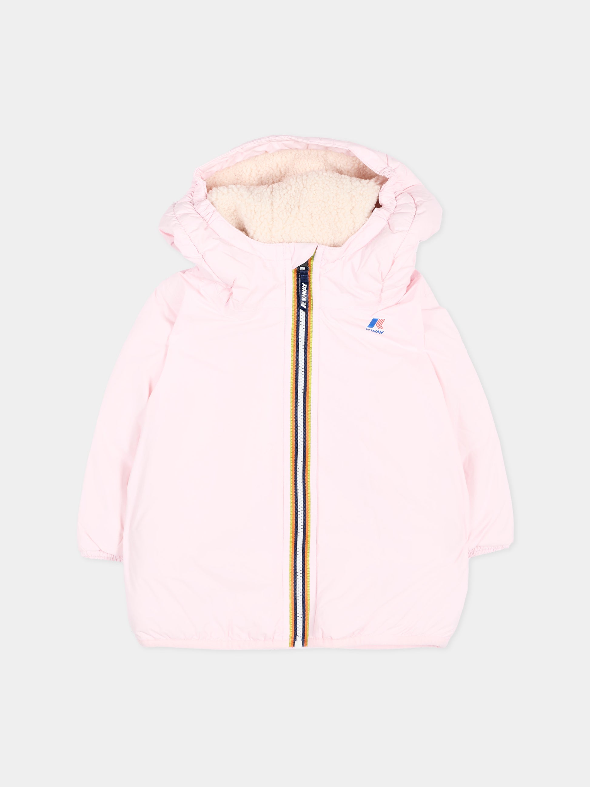 Piumino rosa Claudine Orsetto per neonata con logo,K-way,K7142RW W4U