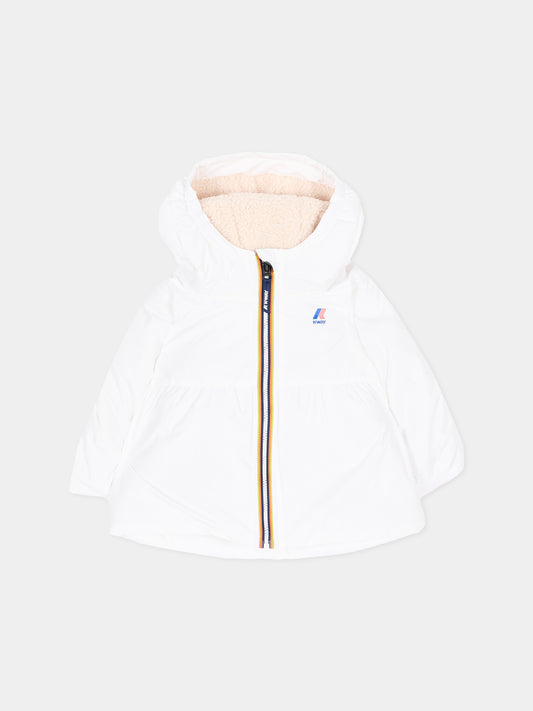 Piumino bianco Le Vrai 4.0 Claudine Orsetto per neonati con logo,K-way,K2134VW 490