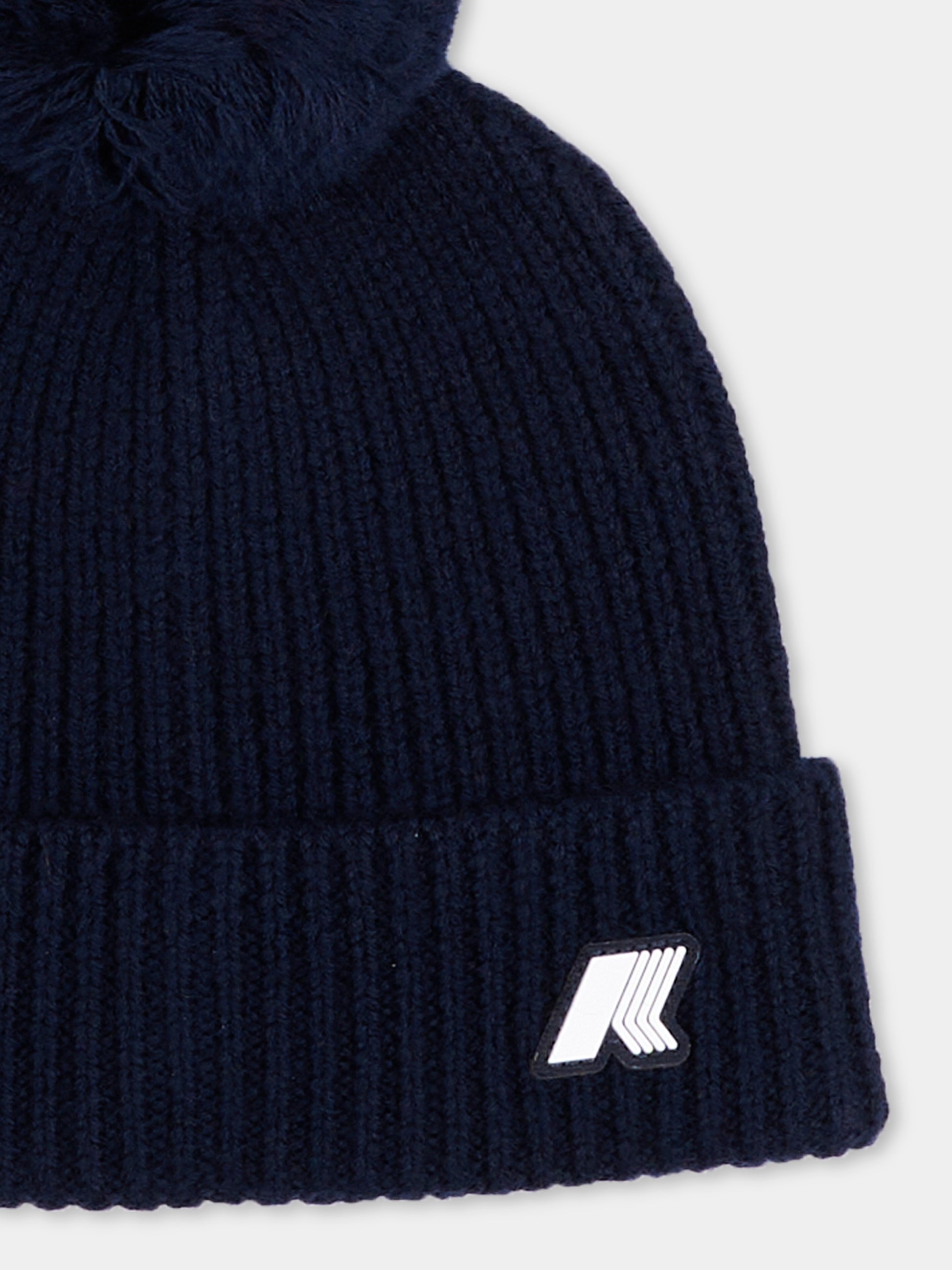 Berretto blu per neonato con logo,K-way,K1151RW K89