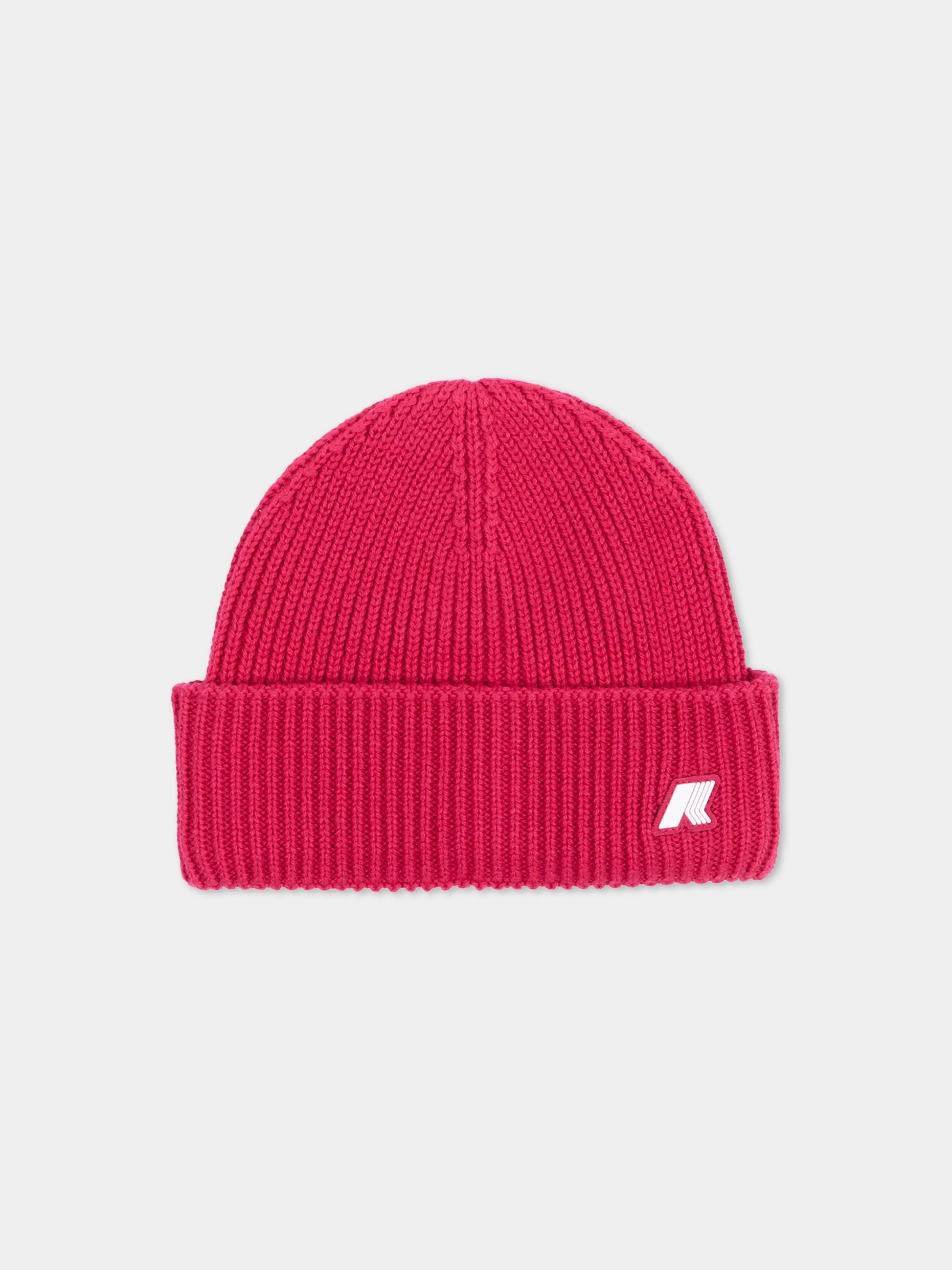 Berretto fucsia per neonata con logo,K-way,K1151RW X6R