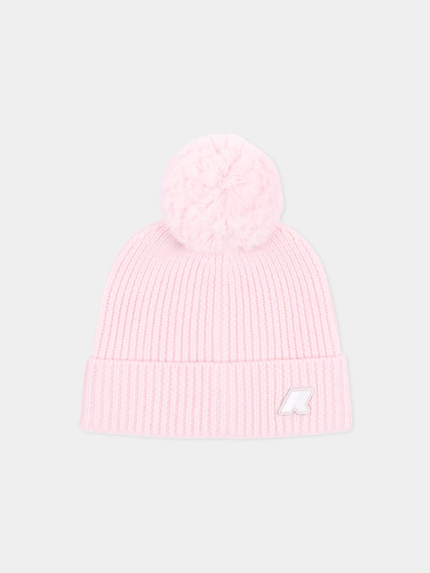 Berretto rosa per bambina con logo,K-way,K31359W W4U