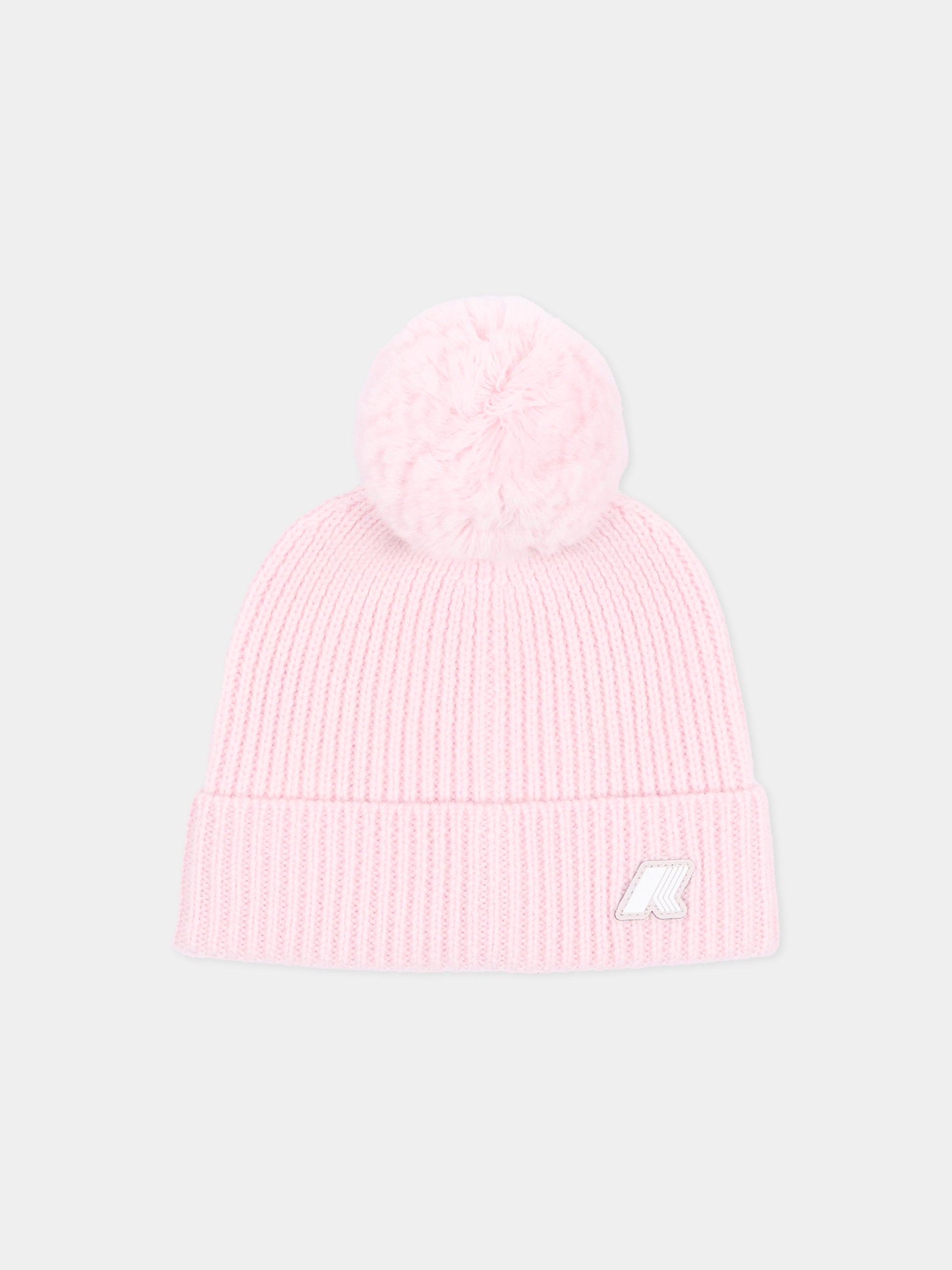 Berretto rosa per bambina con logo,K-way,K31359W W4U