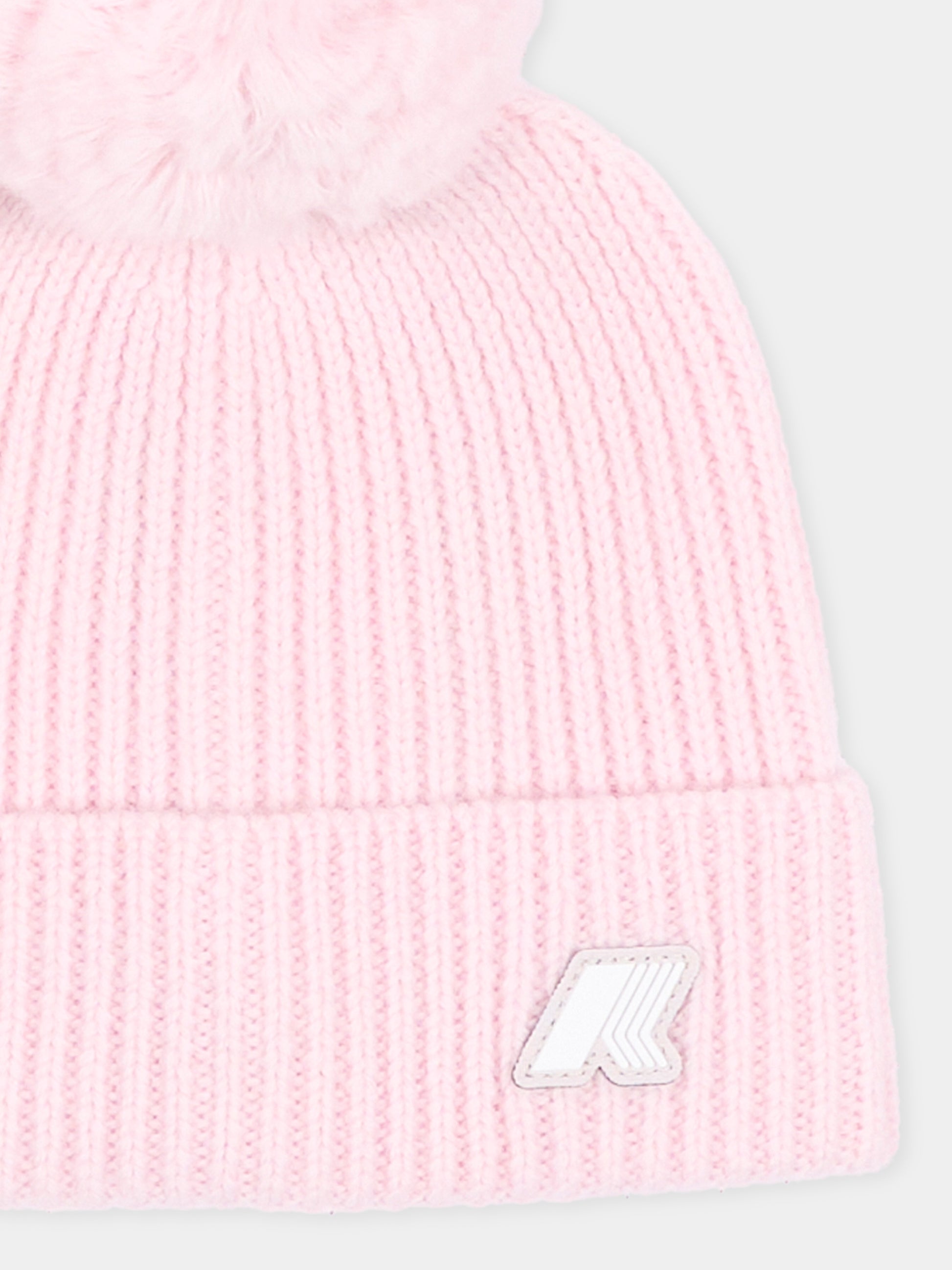 Berretto rosa per bambina con logo,K-way,K31359W W4U