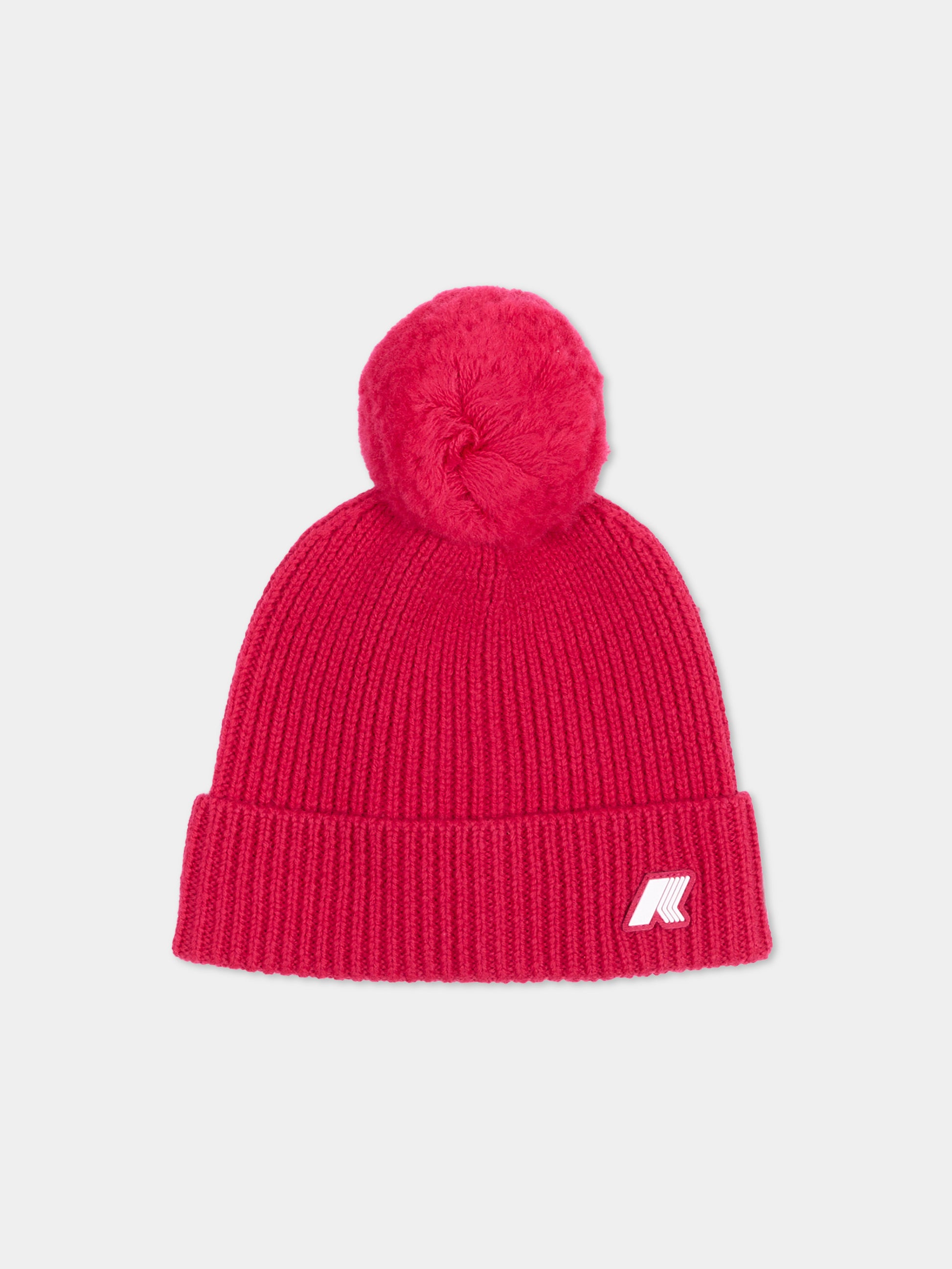 Berretto fucsia per bambina con logo,K-way,K31359W X6R