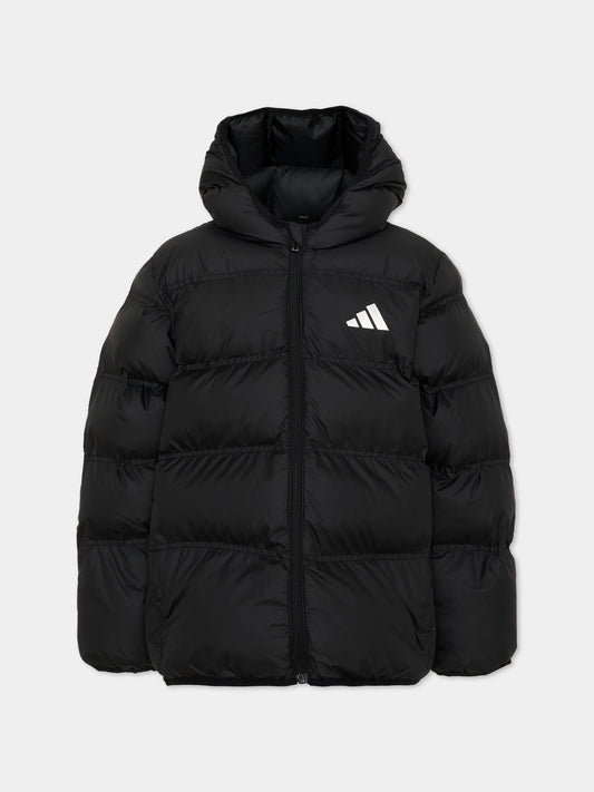 Piumini nero per bambini logo riflettente,Adidas,KH0198