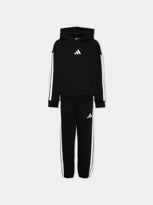 Completo sportivo lungo nero con logo per bambino,Adidas,KY5496