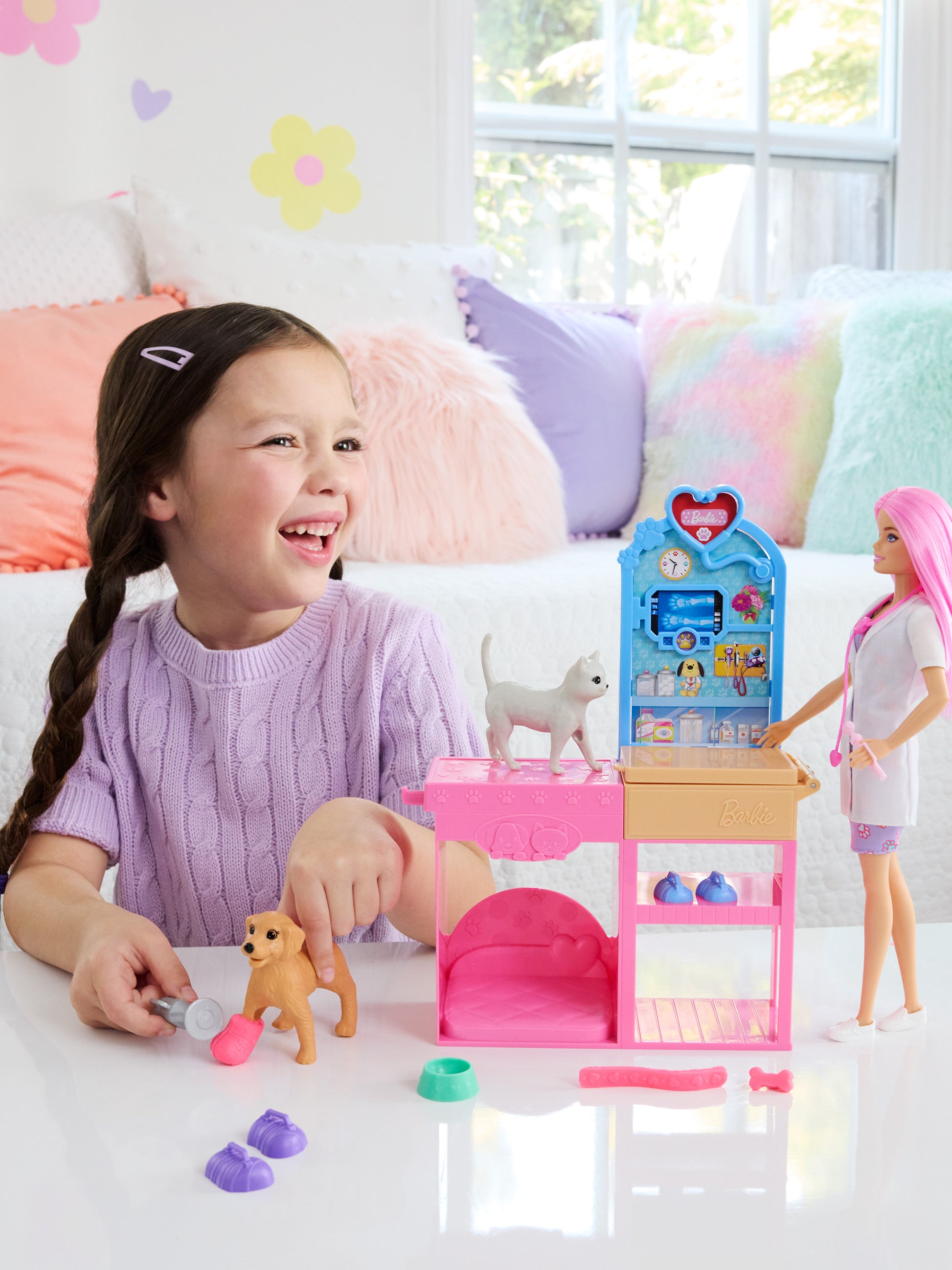 Playset Barbie Veterinaria per bambina con animali,Barbie,JFX93