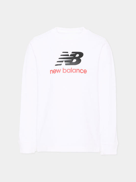 T-shirt bianca per bambino con logo,New Balance,LAKB0254 BWE