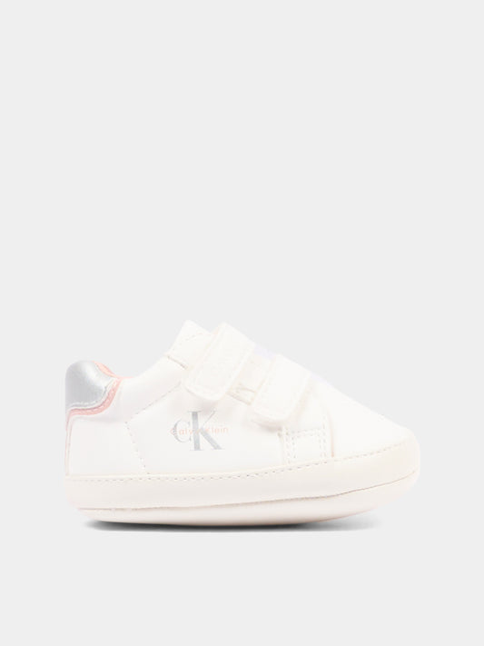 Sneakers bianche per neonata con logo,Calvin Klein Kids,V0A9 83380 1582Y622
