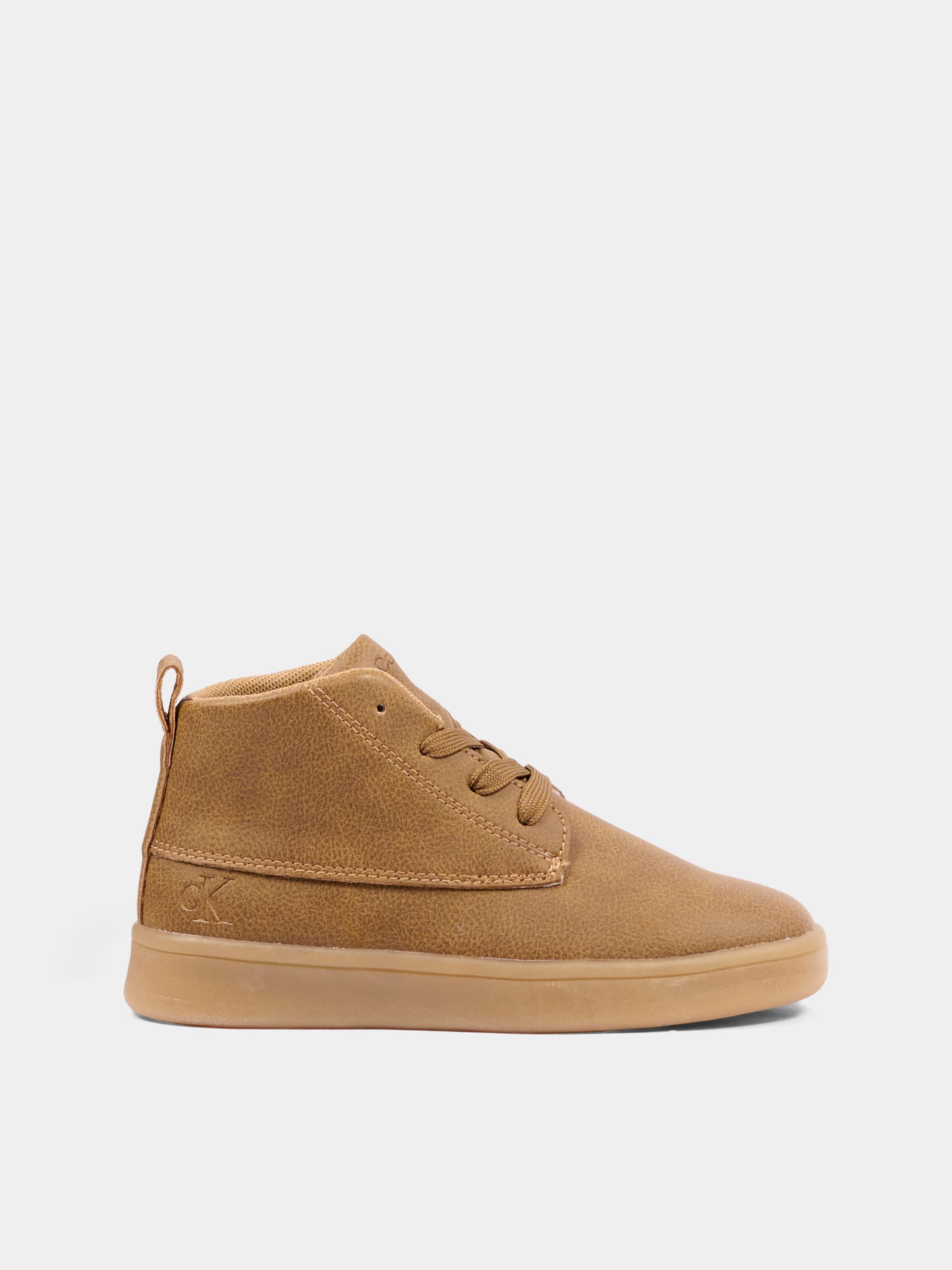 Sneakers alte marroni per bambino con logo,Calvin Klein Kids,V3X4 83458 0315582