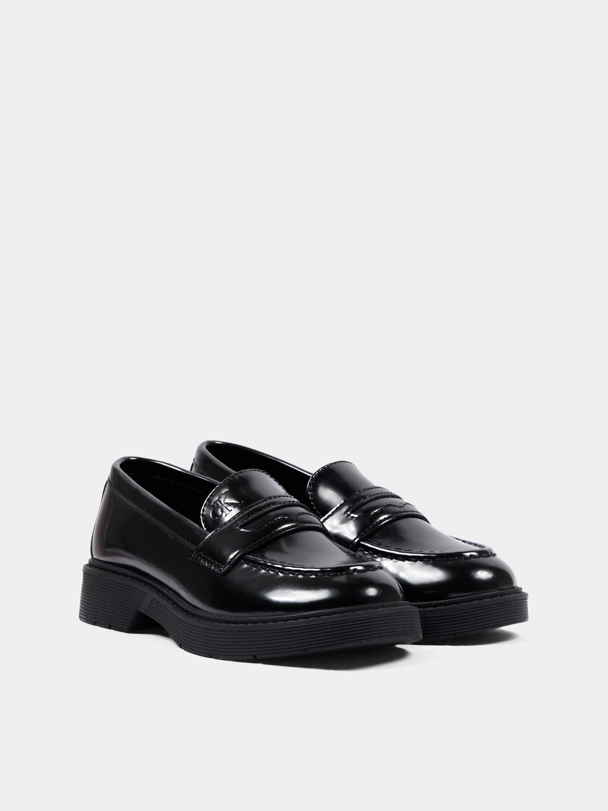 Mocassini nero per bambino con logo,Calvin Klein Kids,V3X4 83493 1453999
