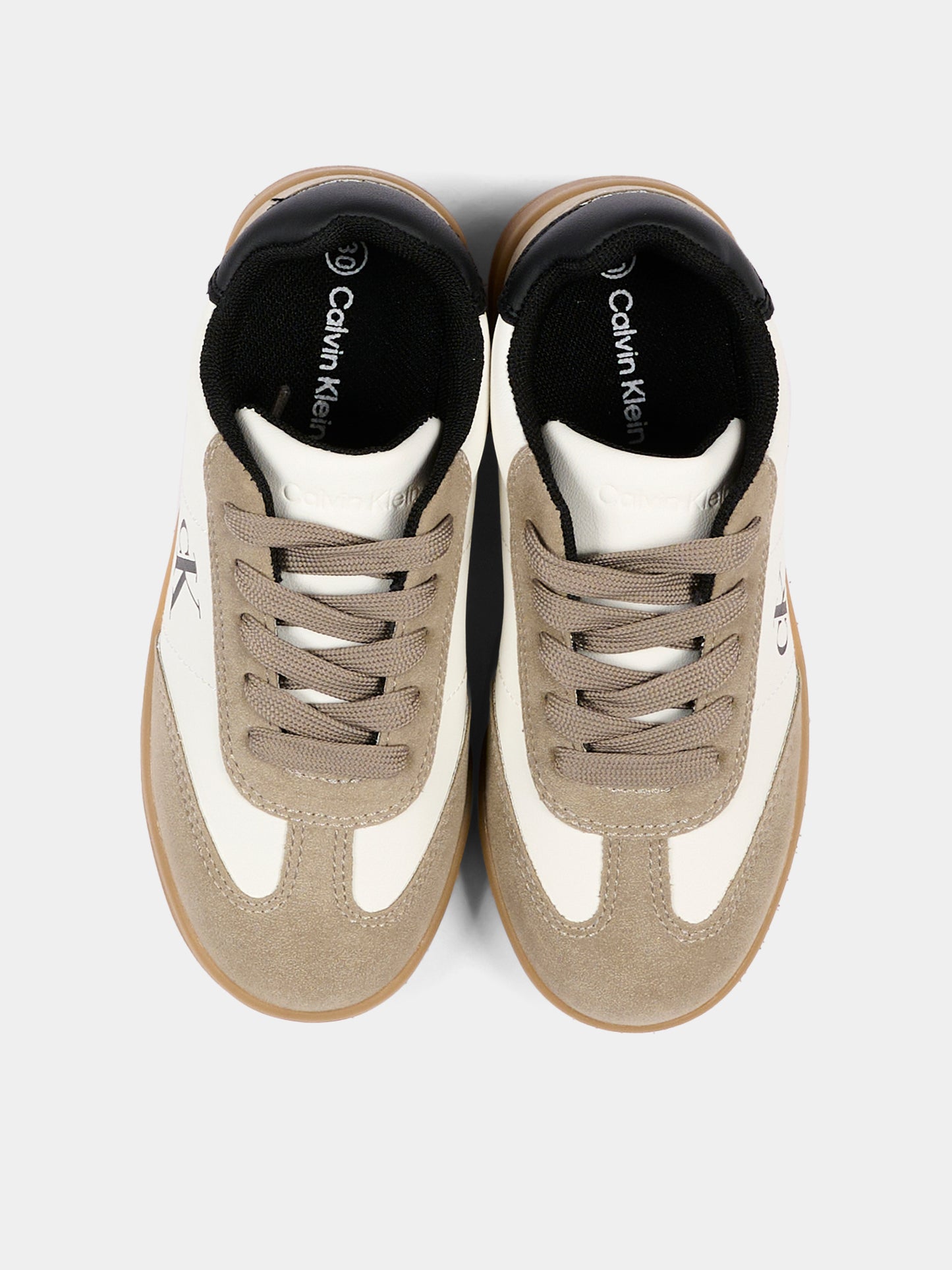 Sneakers beige per bambino con logo,Calvin Klein Kids,V3X9 83451 0318Y746