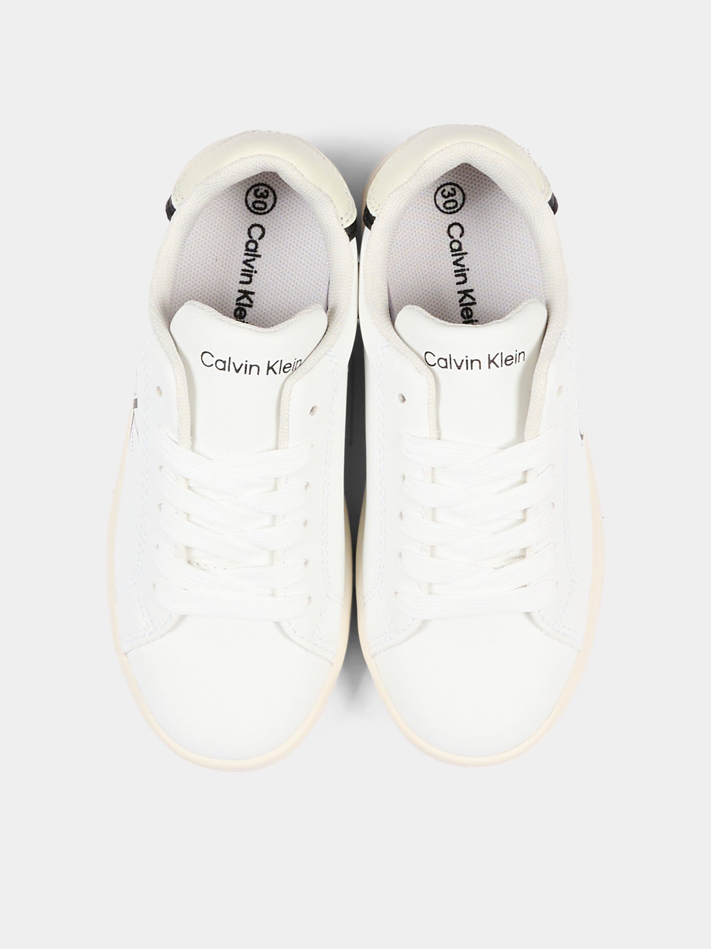 Sneakers bianche per bambini con logo,Calvin Klein Kids,V3X9 83447 1355Y631