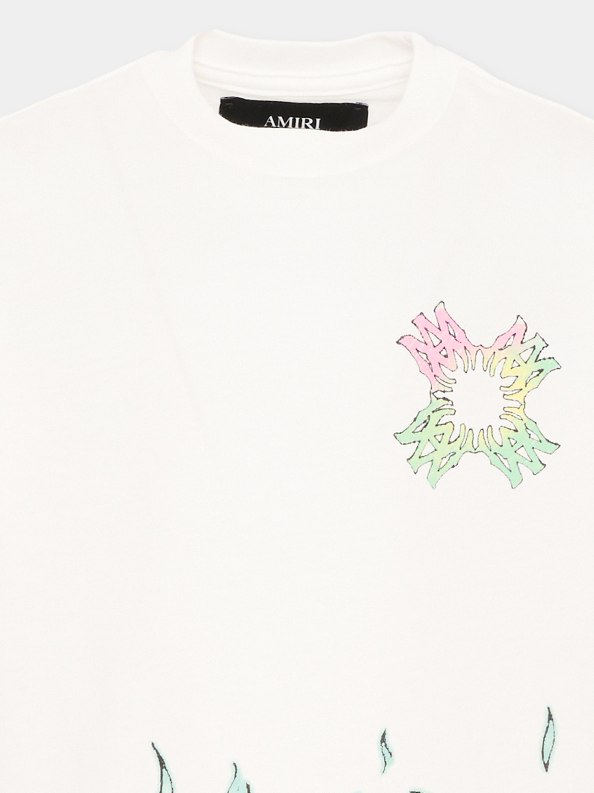 T-Shirt avorio per bambini con fiamme,Amiri,ACTOJR1028 127 IVORY