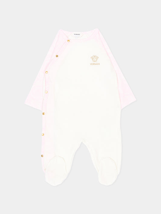 Tutina bianca per neonata con logo,Versace,1017948 1A18059 6WN50