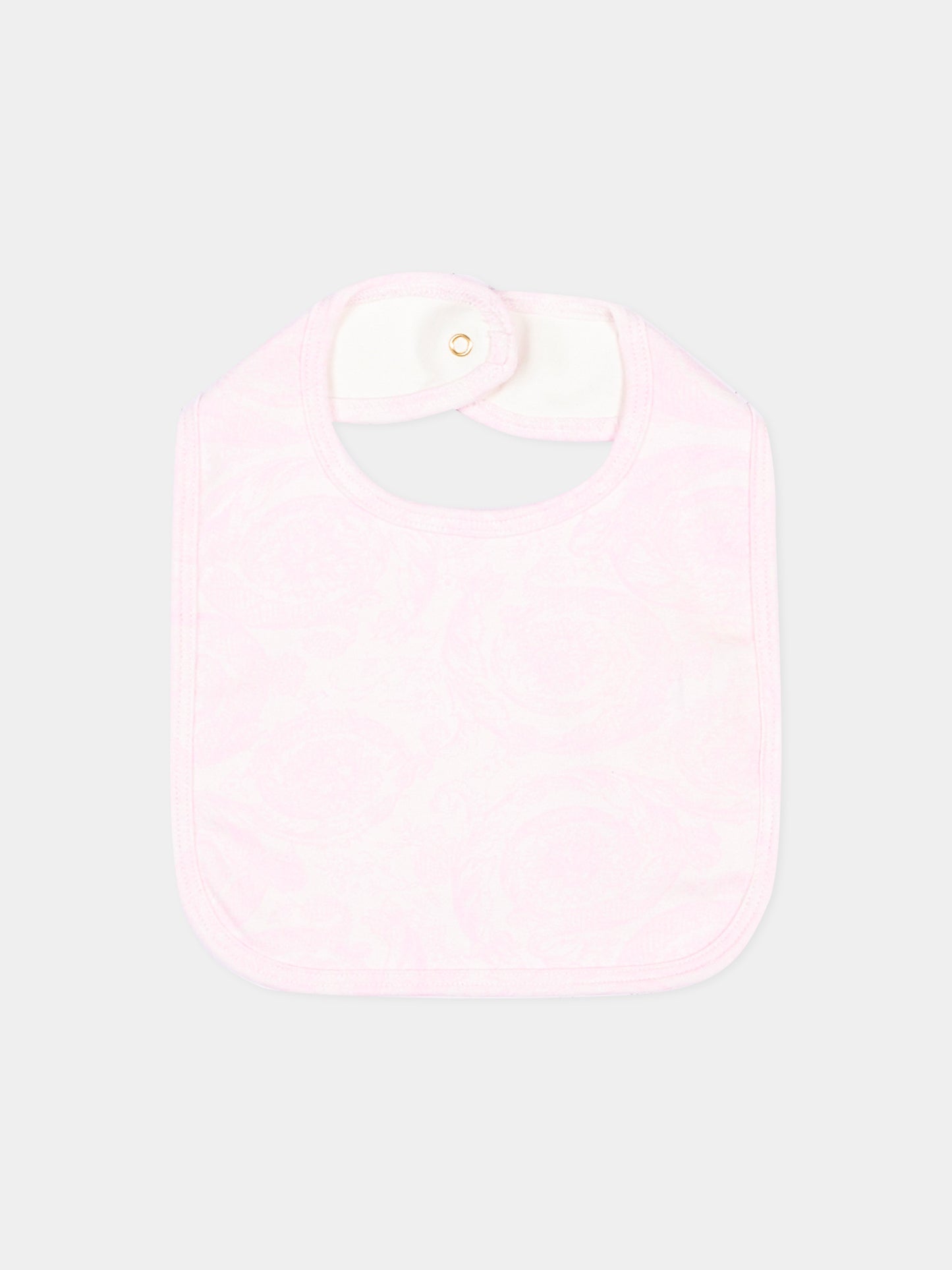 Bavaglino rosa per neonata con logo,Versace,1019286 1A18060 2P100