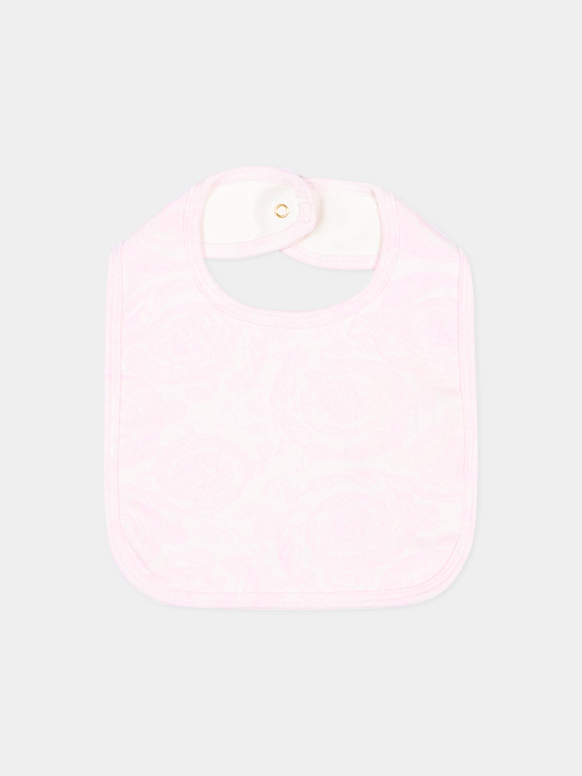 Bavaglino rosa per neonata con logo,Versace,1019286 1A18060 2P100
