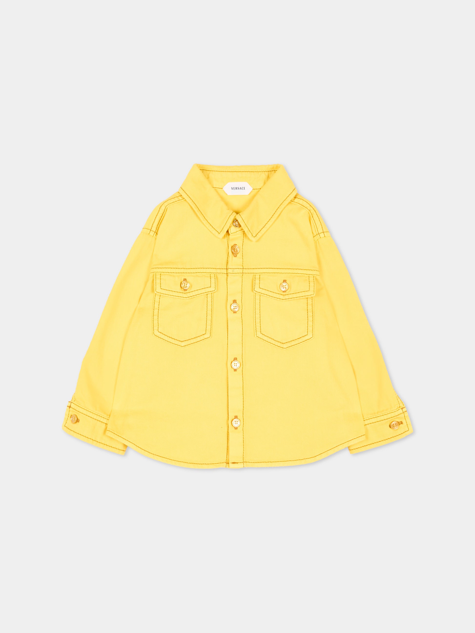 Giubbotto di jeans giallo per neonati,Versace,1025061 1A18202 1D170