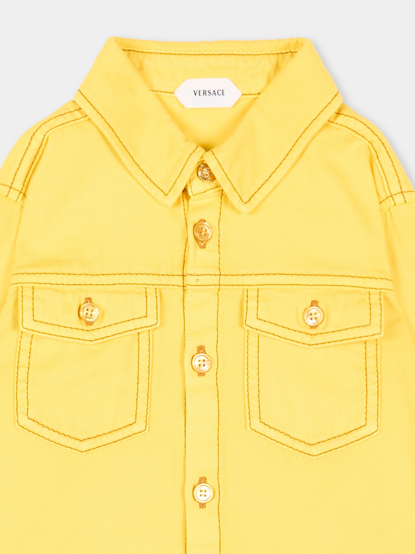 Giubbotto di jeans giallo per neonati,Versace,1025061 1A18202 1D170